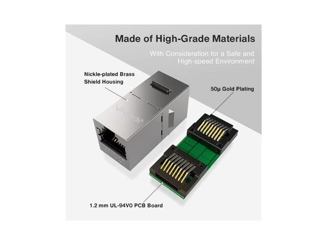 10 Pcs Cat7 Keystone Coupler, Cat7 Keystone Jack Inline Coupler Sheilded RJ45 8P8C Cat7/Cat6A up to 10Gbps for Ethernet LAN Cable Extender Adapter