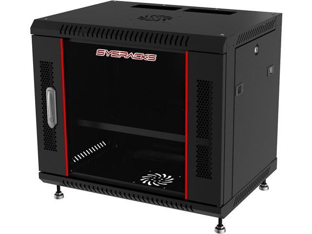 SysRacks 12U Wall Mount Server Rack Cabinet - Cooled Enclosure for Network Equipment, Secure Lockable Unit, Adjustable Rails