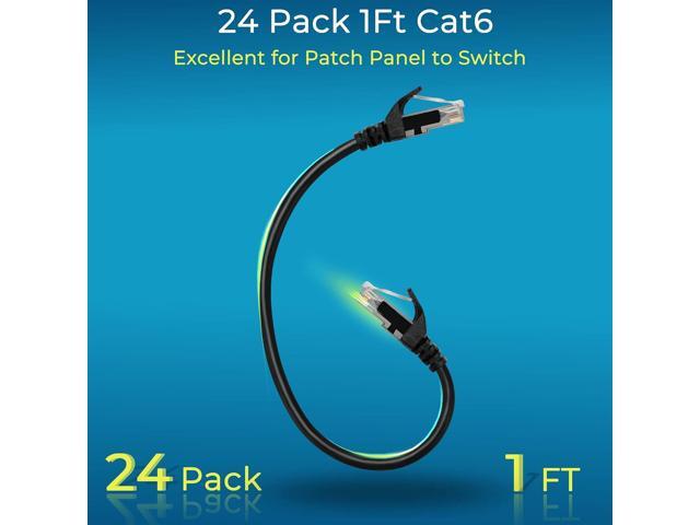 Rapink Patch Cables Cat6 1ft (24 Pack), Ethernet Patch Cable 10G, Cat 6 Patch Cable for Patch Panel to Switch, Flexiable Cat 6 Ethernet Cable with...