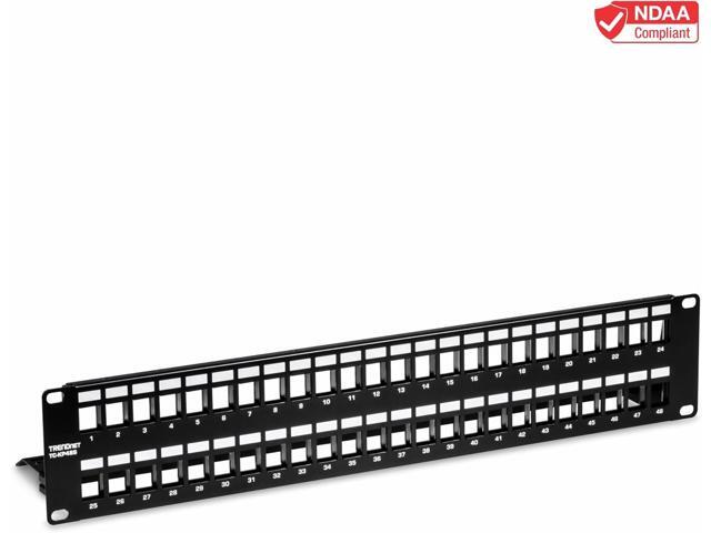 TRENDnet 48-Port Blank Keystone Shielded 2U HD Patch Panel, TC-KP48S, 2U 19 Metal Rackmount Housing, Network Management Panel, Recommended with...