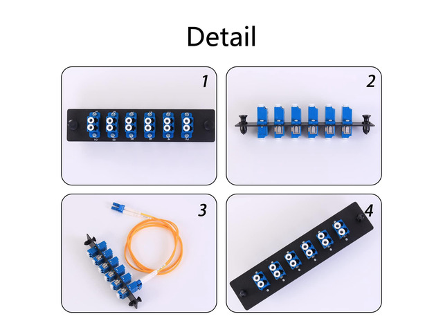 VFLTOOL 2PCS 6 Duplex LC Adapters LGX Footprint Fiber Patch Panel Loaded 12 Fiber Ports Couplers Enclosure - LC UPC Blue Compatible with SingleMode...