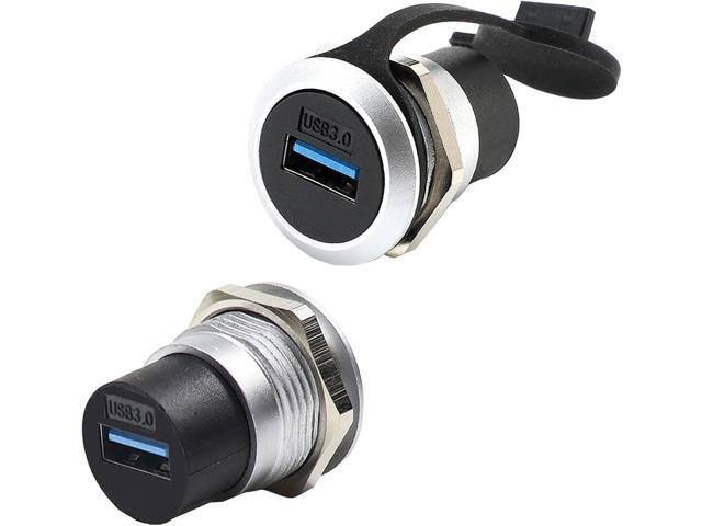 PENGLIN 2Pack USB 3.0 Panel Mount Coupler, USB Pass Through Connector, Female to Female Bulkhead Extension Adapter with Water/Dustcap