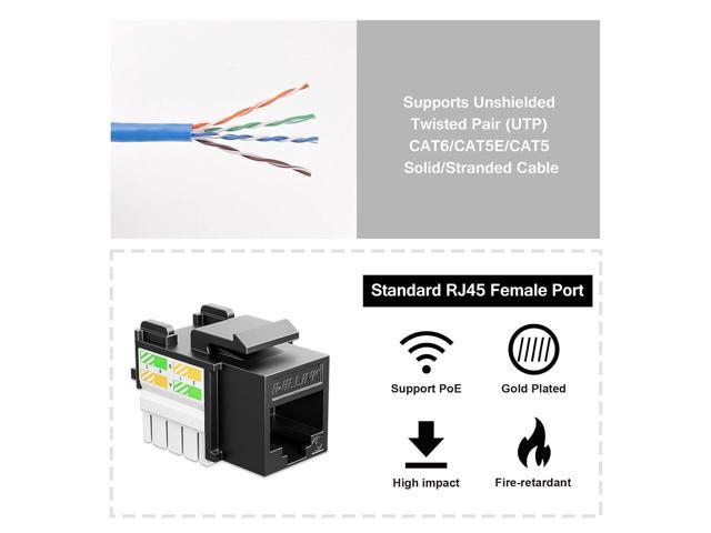 iwillink 10Gbps Cat6 Ethernet Coupler - 90-Degree Keystone Jack Adapter (Black) 10-Pack