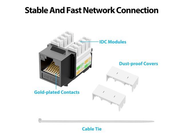 iwillink 10Gbps Cat6 Ethernet Coupler - 90-Degree Keystone Jack Adapter (Black) 10-Pack
