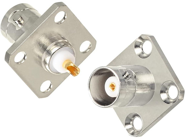 Superbat BNC Connectors BNC Female Jack 4 Hole Flange Panel Chassis Mount Coaxial Solder Connector 5pcs