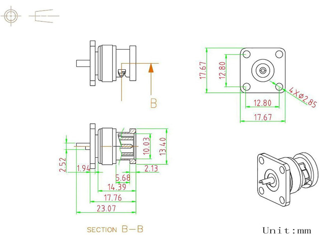 Superbat BNC Connectors BNC Female Jack 4 Hole Flange Panel Chassis Mount Coaxial Solder Connector 5pcs
