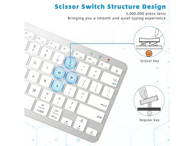 Bluetooth Keyboard, Ultra-Slim Wireless Keyboard for iPad, Rechargeable Ergonomic Computer Keyboard for iOS, Android, Windows PC Tablets Phone,...