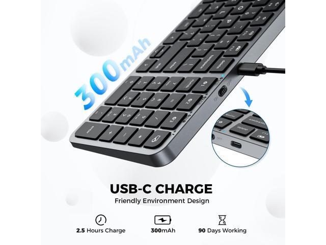 iClever BK20 Bluetooth Keyboard, with Numeric Keypad, Multi-Device Rechargeable and Stable Connection Compact Size Wireless Keyboard for MacBook,...