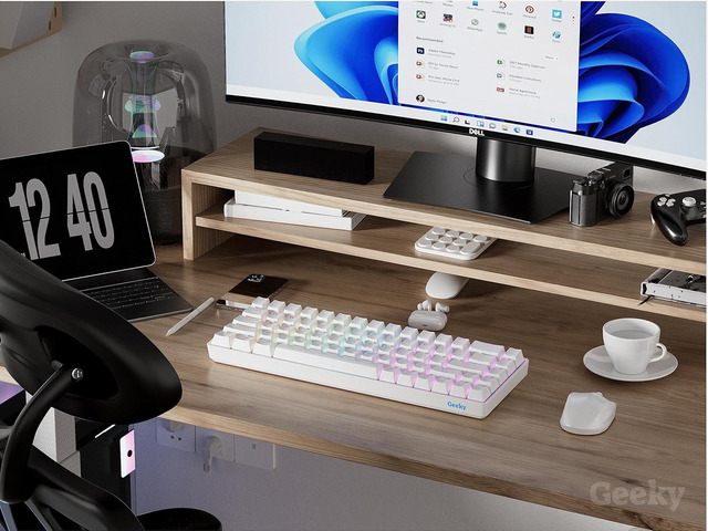 Geeky GK65 65% Hot Swappable Mechanical Gaming Keyboard 68 Keys Multi Color RGB LED Backlit for PC/Mac Gamer ANSI US American Layout (White,...