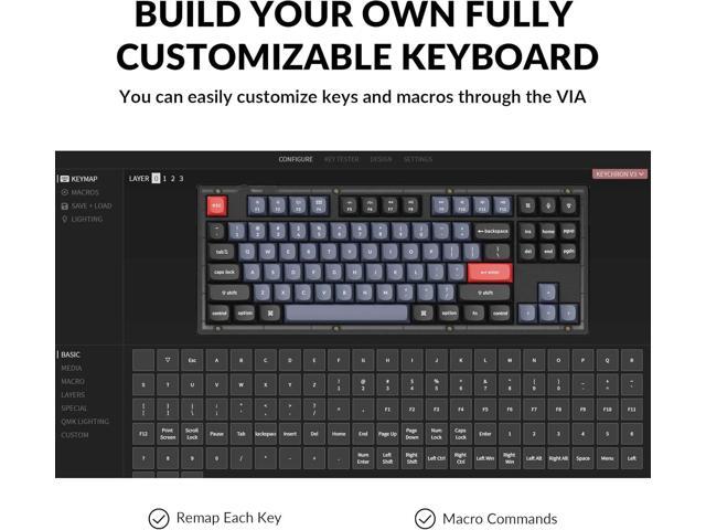 Keychron V3 Wired Custom Mechanical Keyboard, TKL Tenkeyless QMK/VIA Programmable Macro with Hot-swappable Keychron K Pro Red Switch Compatible...