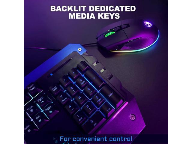 SADES Battle Ram Gaming Keyboard and Mouse: Low Profile Backlit RGB - Full Size - Wired Light Up USB - Waterproof Membrane - Ergonomic Wrist Rest...