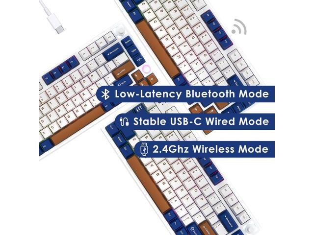 KS75T 75% Mechanical Keyboard with Volume Knob, Tri-Mode Hot Swappable Gaming Keyboard, RGB Backlit, Bluetooth, 2.4G Connection with Silver Switches