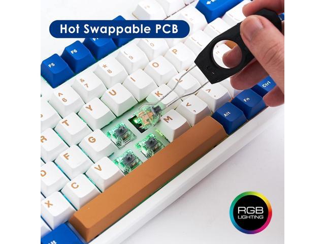KS75T 75% Mechanical Keyboard with Volume Knob, Tri-Mode Hot Swappable Gaming Keyboard, RGB Backlit, Bluetooth, 2.4G Connection with Silver Switches