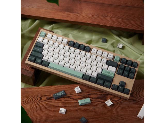 133 Keys Dye Sub PBT Keycaps Cherry Profile Green Botanical Keycaps Set Fit for 60% 65% 75% 95% Mechanical Keyboard Cherry Mx Switches