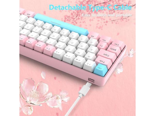 RK-T60 Wired 60% TKL Mechanical Gaming Keyboard Led Rainbow Backlight Ultra-Compact NKRO Linear Red Switch ABS Keycap RGB Honeycomb Mice Coiled...