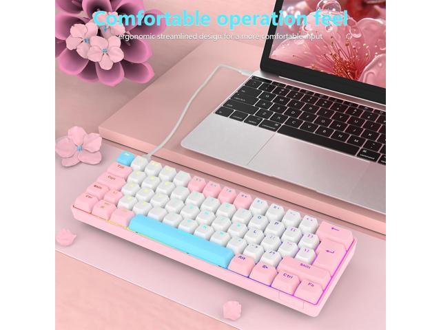 RK-T60 Wired 60% TKL Mechanical Gaming Keyboard Led Rainbow Backlight Ultra-Compact NKRO Linear Red Switch ABS Keycap RGB Honeycomb Mice Coiled...