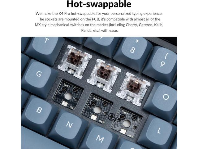 Keychron K4 Pro Custom Wireless Mechanical Keyboard, 96 Keys Hot-swappable QMK/VIA Programmable Macro with K Pro Brown Switch RGB Backlit...