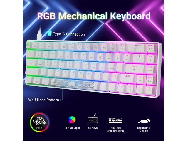 60% Mechanical Gaming Keyboard and Mouse Combo RGB Backlight Ergonomic Anti-ghosting 68 Keys 6400DPI Silent Honeycomb Mice Type-C Wired for...