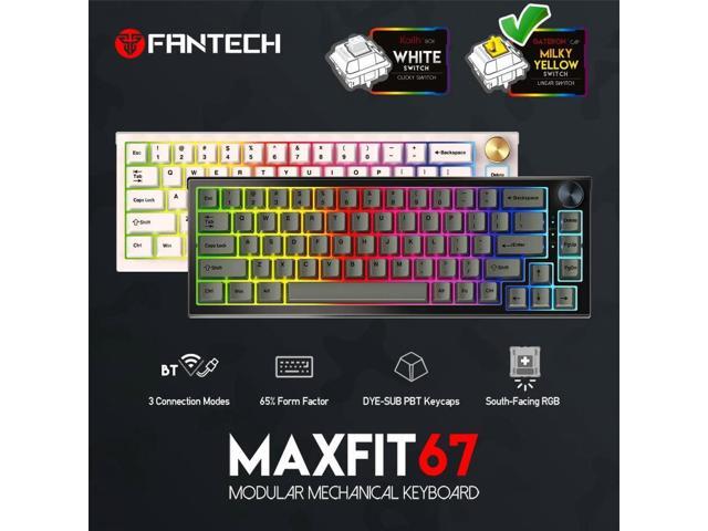 FANTECH MAXFIT67 3-Mode Custom Mechanical Gaming Keyboard RGB Backlit, 65% (67-Key) Hot Swappable Type-C Wired South Facing Mechanical Keyboard,...