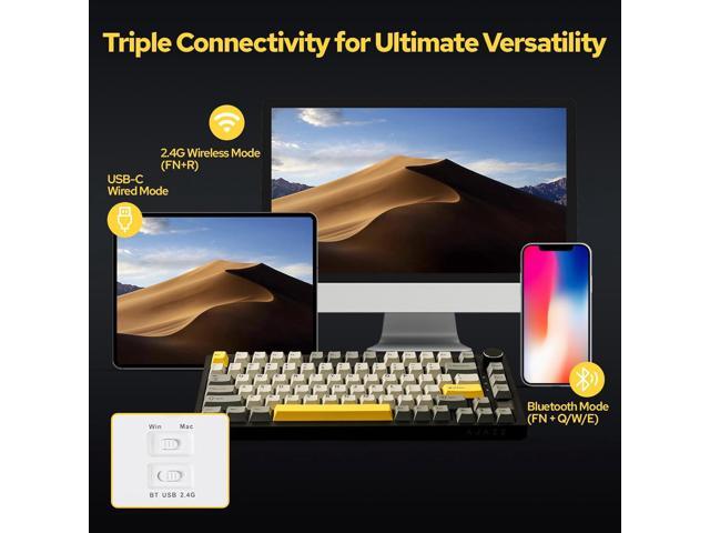 EPOMAKER Ajazz AK820 Pro 75% Mechanical Keyboard, Gasket-Mounted Gaming Keyboard with TFT Smart Display & Knob, Bluetooth 5.1/2.4G Wireless/Type-C...