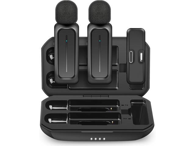 2 Pcs Wireless Lavalier Microphone for iPhone iPad Android with Charging Case 7H Clip on Lapel Microphone Wireless for Video Recording Vlogging,.