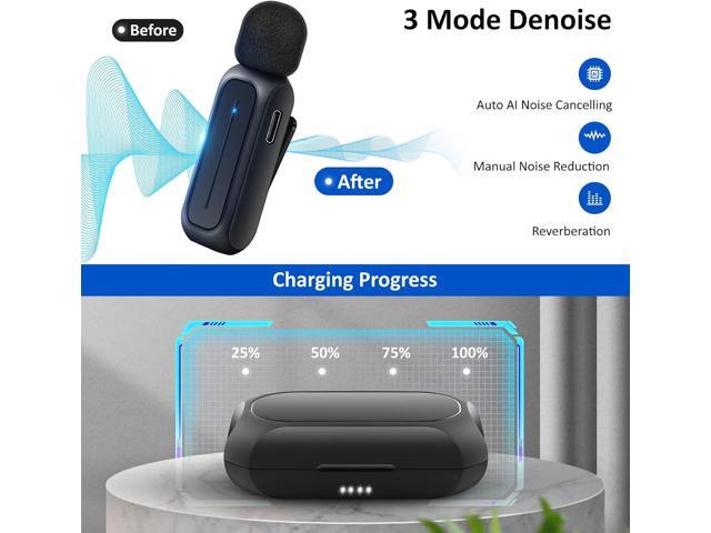 2 Pcs Wireless Lavalier Microphone for iPhone iPad Android with Charging Case 7H Clip on Lapel Microphone Wireless for Video Recording Vlogging,...