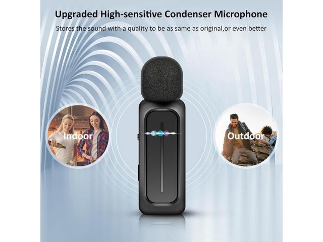 2 Pcs Wireless Lavalier Microphone for iPhone iPad Android with Charging Case 7H Clip on Lapel Microphone Wireless for Video Recording Vlogging,...