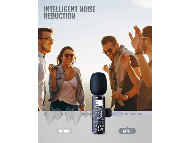 PQRQP 3 in 1 Wireless Microphone for iPhone, Android, Camera, USB-C Microphone, Wireless Lavalier Microphone, Mini Microphone, Noise Canceling...