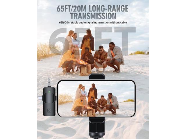 PQRQP 3 in 1 Wireless Microphone for iPhone, Android, Camera, USB-C Microphone, Wireless Lavalier Microphone, Mini Microphone, Noise Canceling...