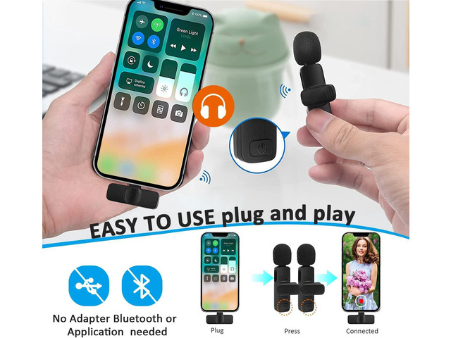 MAYBESTA Professional Wireless Lavalier Lapel Microphone for iPhone, iPad - Cordless Omnidirectional Condenser Recording Mic for Interview Video...
