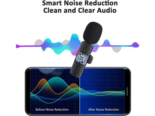 MAYBESTA Professional Wireless Lavalier Lapel Microphone for iPhone, iPad - Cordless Omnidirectional Condenser Recording Mic for Interview Video...