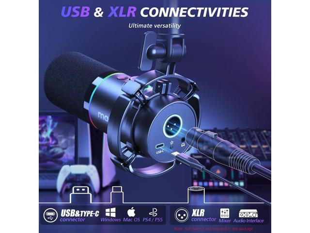 MAONO XLR/USB Dynamic Microphone Kit, RGB Podcast Mic with Software, Mute, Gain Knob, Volume Control, Boom Arm for Streaming, Gaming, Voice-Over,...