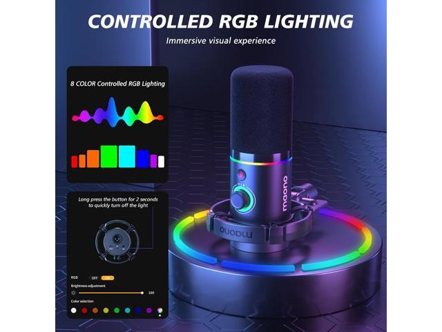 MAONO XLR/USB Dynamic Microphone Kit, RGB Podcast Mic with Software, Mute, Gain Knob, Volume Control, Boom Arm for Streaming, Gaming, Voice-Over,...