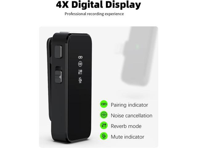 Wireless Lavalier Microphone for iPhone 15 16 & Android with Noise Cancellation, 100ft Transmission, 18H Battery Life, USB Type-C Wireless Lapel...