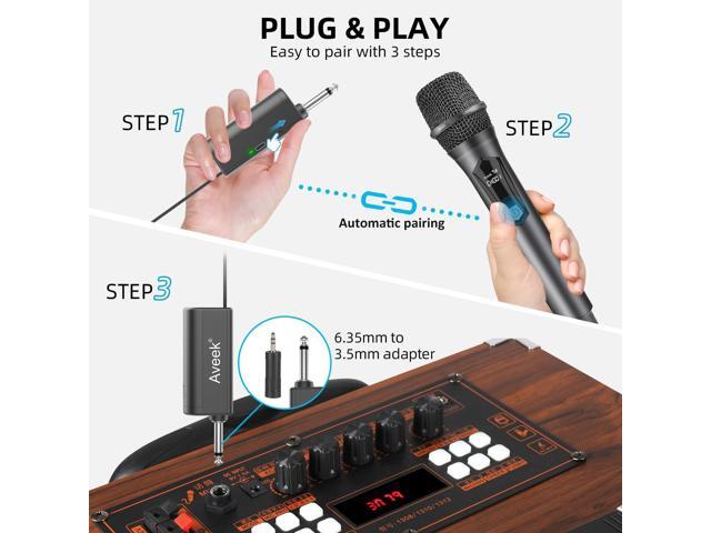Aveek Wireless Karaoke Microphone, Handheld Mic with Rechargeable Receiver, for Powered Speakers and Amplifiers, Karaoke Microphone Set for...