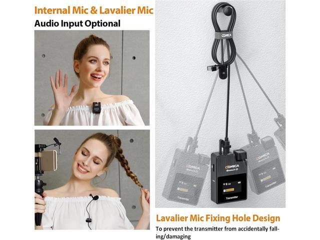 COMICA BoomX-D2 Wireless Lavalier Microphone, 2.4G Dual Lapel Mic with 2 Transmitters, Noise Cancellation, 656ft Range, Compatible with iPhone,...