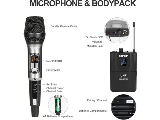Wireless Microphone Multi-Purpose Set with Compact Receiver, Mute. and Battery Indicator for Singing, DJ, Speech, Classroom, Church and Karaoke...