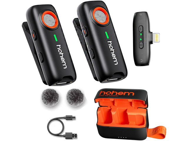 hohem MIC-01 Wireless Lavalier Lapel Microphone for iPhone iOS, with Noise Cancellation,MFi Certified,Remote Contro,Built-in Storage,20H Battery...