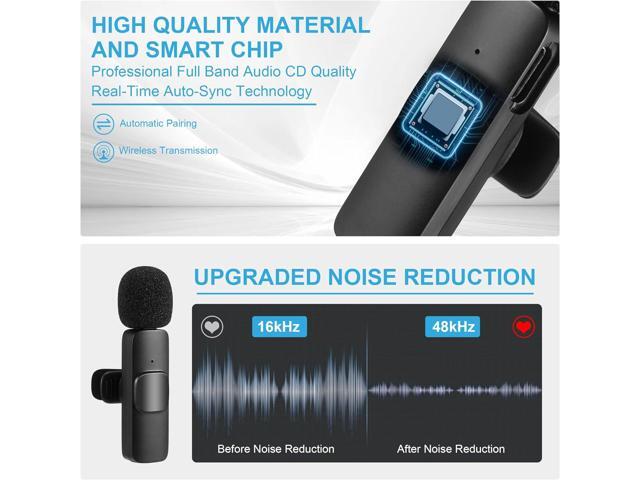 Wireless Lavalier Microphone for iPhone iPad, Plug-Play Wireless Mic for Recording, Live Stream, YouTube, TikTok, Facebook, Noise Reduction Auto-Sync