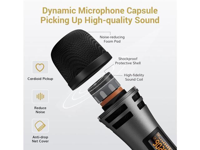 TONOR Wireless Microphones, UHF Dual Karaoke Microphone System, Microfonos Inalambricos with Rechargeable Receiver, Cordless Dynamic Mic Micro Set...