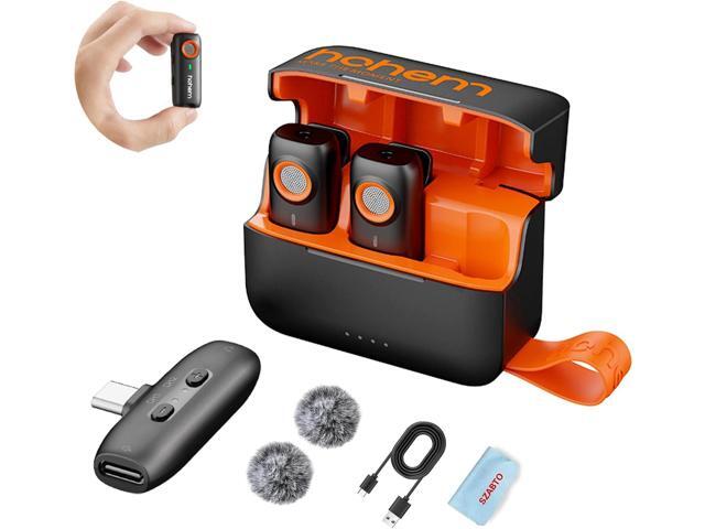 hohem MIC-01 Wireless Lavalier Microphone, 3-Level Noise Cancelling Built-in TF Card Slot Remote Shutter Control Clip On/Magnet Mic for Smartphone...