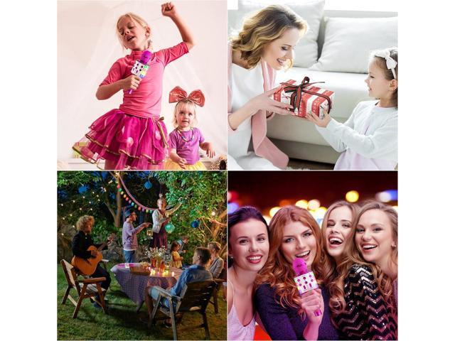Microphone Wireless Bluetooth Microphone for Kids,Singing Microphone with LED Lights Machine Portable Mic Player Recorder Party Birthday Toys for...