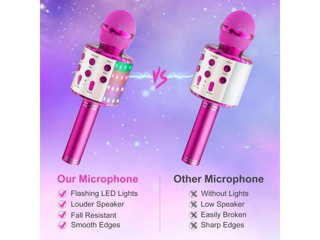 Microphone Wireless Bluetooth Microphone for Kids,Singing Microphone with LED Lights Machine Portable Mic Player Recorder Party Birthday Toys for...