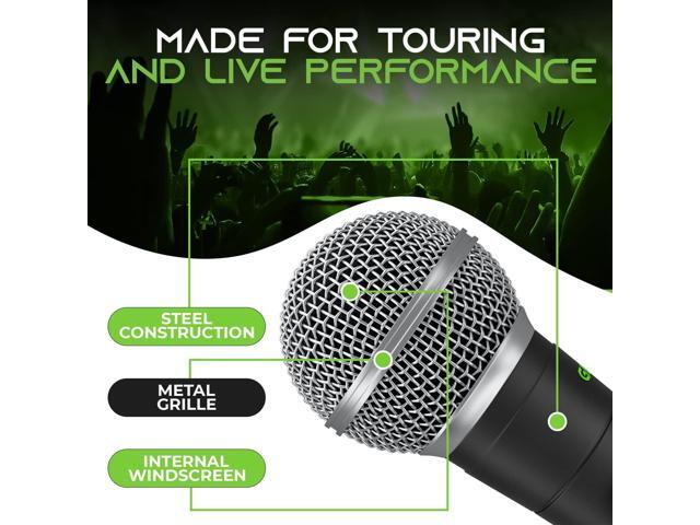 GEARit Dynamic Cardioid Vocal Stage Microphone with On/Off Switch and Mic Clip (Cables Sold Separately) - 4 Pack