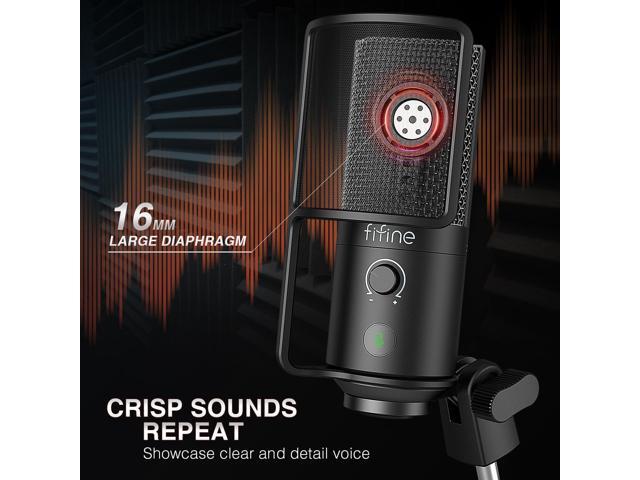 FIFINE USB Podcast Microphone, PC Computer Condenser Microphone Plug & Play Mic Kit with Boom Arm Stand, 16MM Large Diaphragm, Mute Button for...