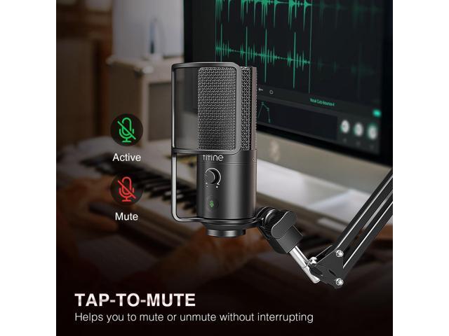 FIFINE USB Podcast Microphone, PC Computer Condenser Microphone Plug & Play Mic Kit with Boom Arm Stand, 16MM Large Diaphragm, Mute Button for...