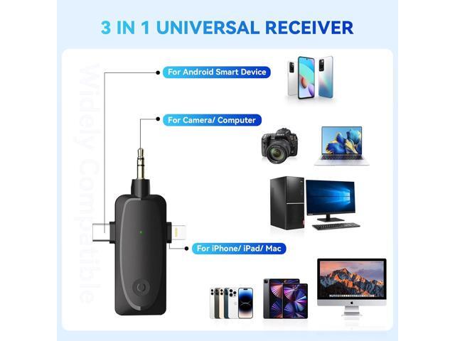 MAXTOP 393FT Wireless Lavalier Microphone - 2.4G Double Mics with Noise Reduction for iPhone, Android, Camera - Pro Lav Mic for Video, Interview, Vlog