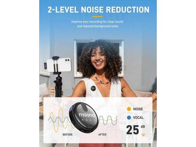 MAONO Wireless Lavalier Microphone for iPhone 15 & Android, USB C Wireless Lapel Mic with 48kHz/16Bit, Noise Cancellation, 328ft Range, 18H Battery...