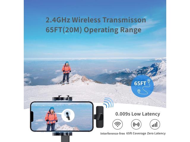 Mini Microphone, 2 Packs Wireless Microphone for iPhone iPad, Wireless Lavalier Microphone, Professional Microphone for iPhone Video Recording,...