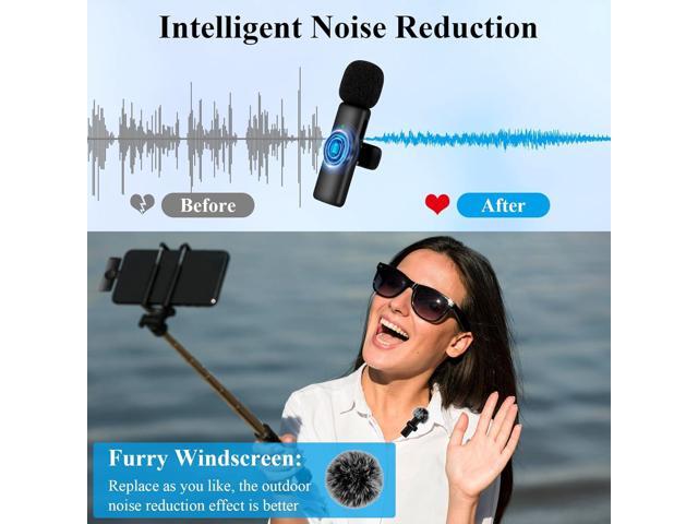 2 Pack Type C Mini Wireless Lavalier Microphone for iPhone 15 & Android Devices, Crystal Clear Sound Quality with Noise Reduction Lapel Microphone...